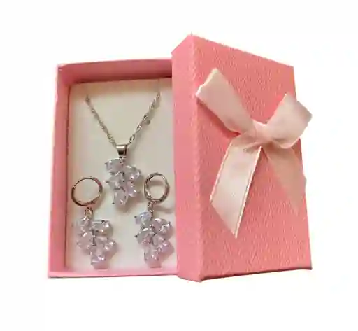 Collar Y Aretes Plata Ley 925 Circonitas En Caja