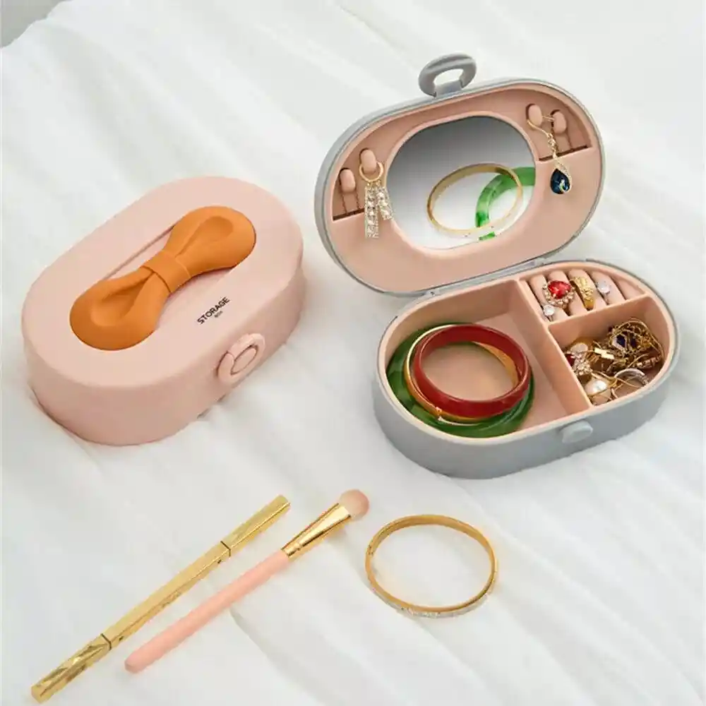 Mini Joyero De Lujo Organizador De Joyas Moño Con Espejo