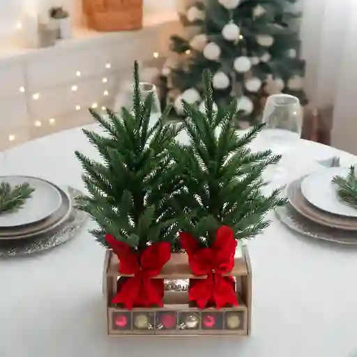 Set De Duo Mini Árboles Decorativos De Navidad