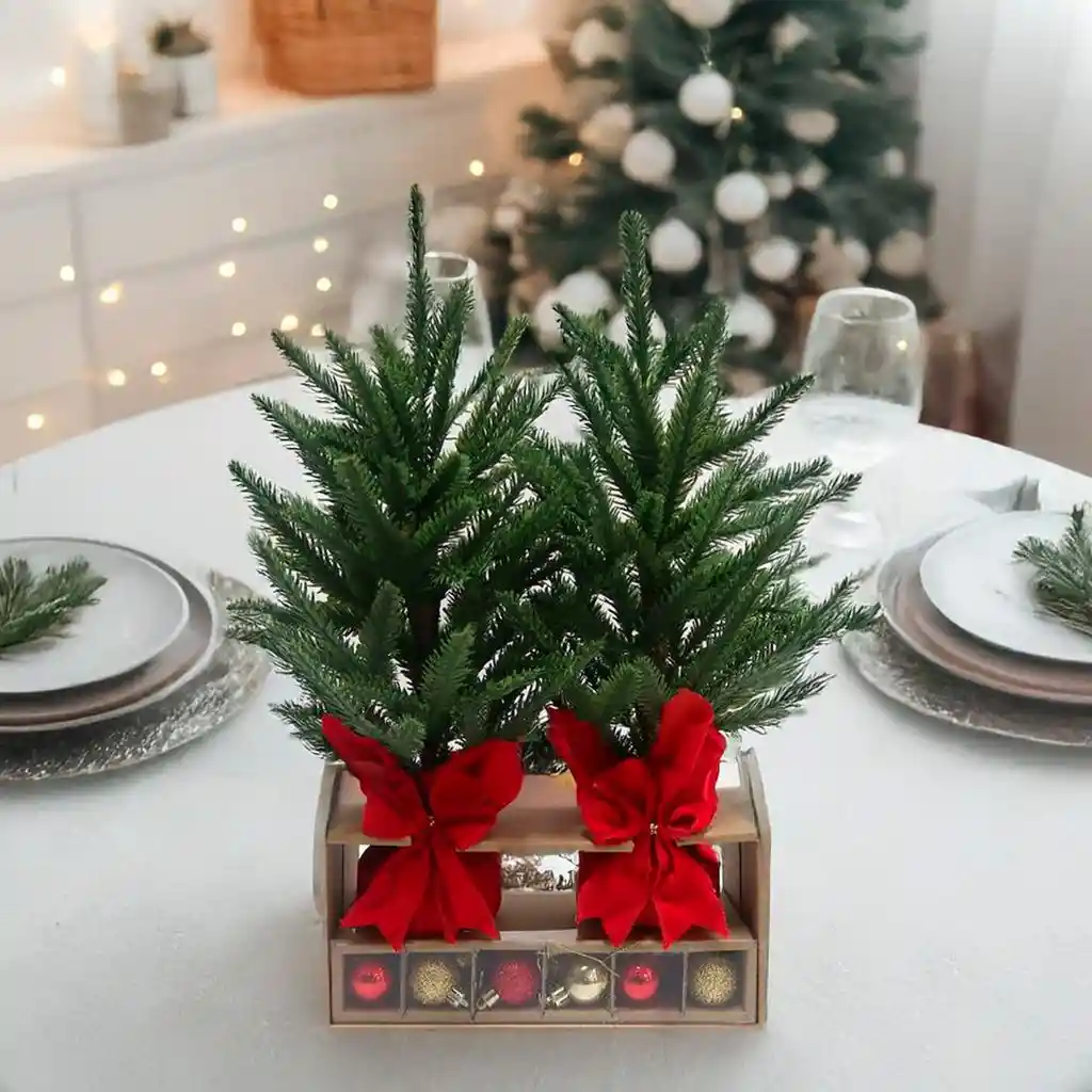 Set De Duo Mini Árboles Decorativos De Navidad