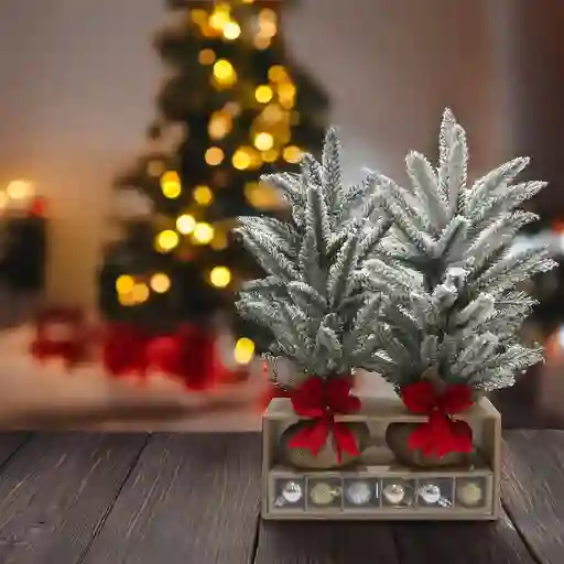 Set De Duo Mini Árboles Decorativos De Navidad