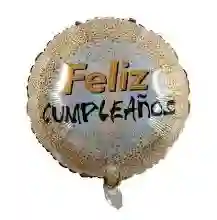 Globo Redondo Metalizado Feliz Cumpleaños Dorado 18`
