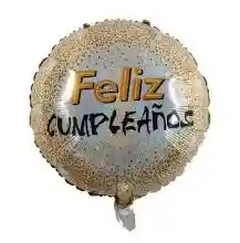 Globo Redondo Metalizado Feliz Cumpleaños Dorado 18`