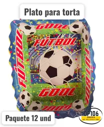 Plato De Torta Futbol 12 Und Gol
