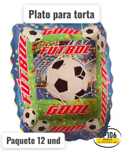 Plato De Torta Futbol 12 Und Gol