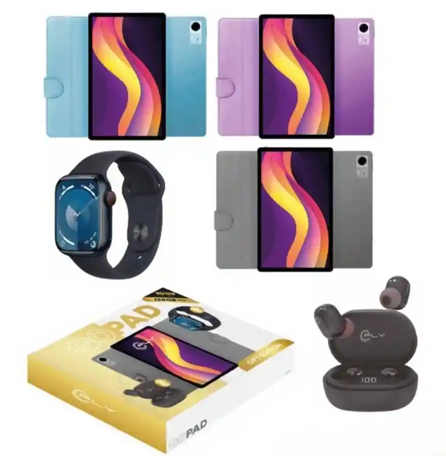 Tablet Gopad Gold Fly Audífonos Inalambricos Y Reloj Inteligente