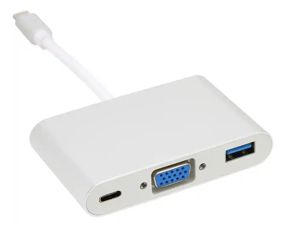 Hub Tipo C A Vga+adaptador 3 En 1 De Aleación De Aluminio