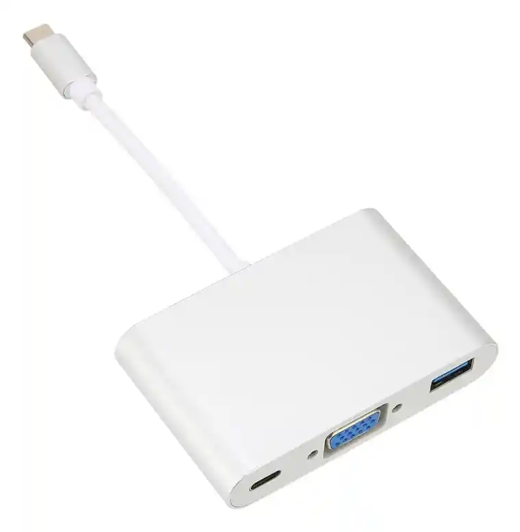 Hub Tipo C A Vga+adaptador 3 En 1 De Aleación De Aluminio