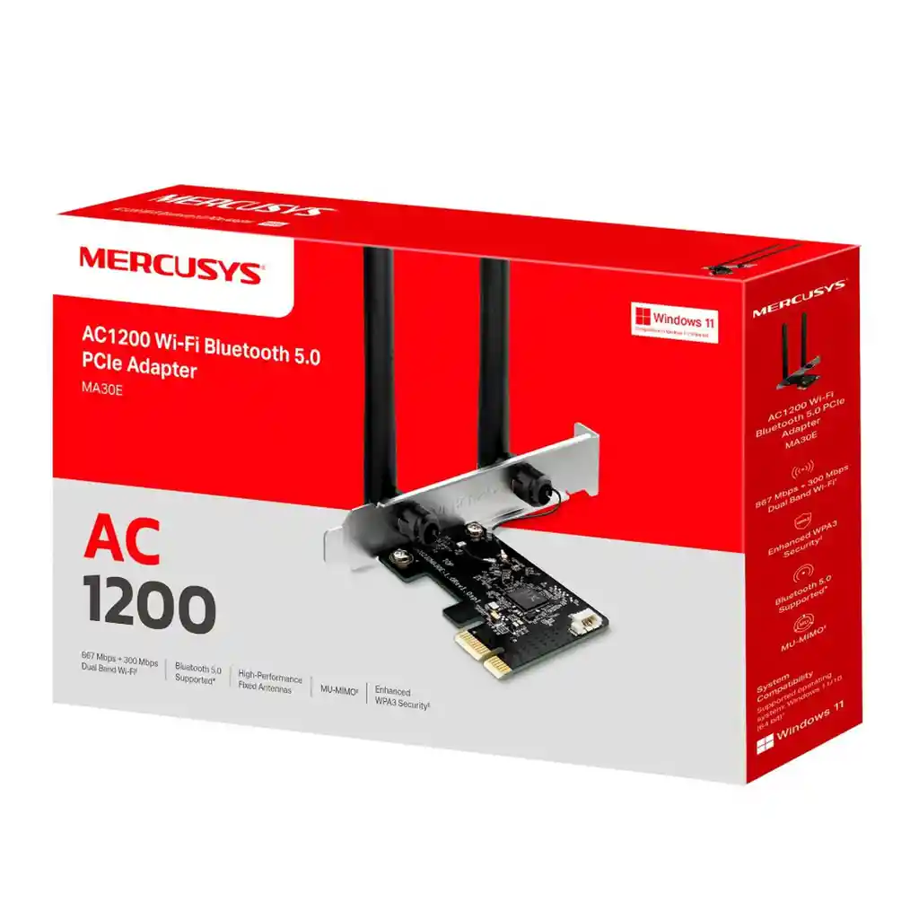Adaptador De Red Pcie Wifi Bluetooth Ac1200 Mercusys Ma30e