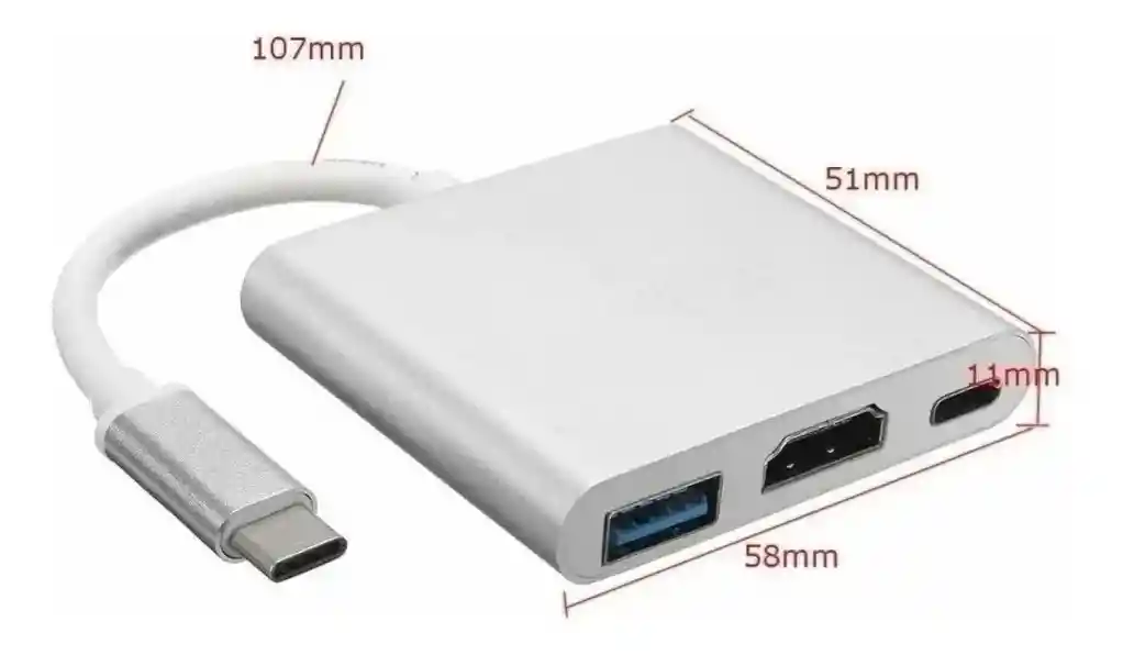 Cable Adaptador Usb-c Hdmi Usb 3.1 Pd Tipo C 3 En 1 Compatible Macbook