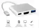 Cable Adaptador Usb-c Hdmi Usb 3.1 Pd Tipo C 3 En 1 Compatible Macbook