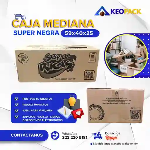 Cajas De Carton Mediana Negra