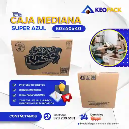 Caja De Carton Gramde Azul