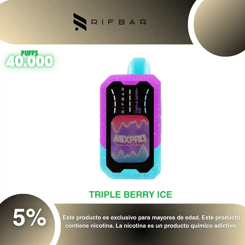 Vape Rifbar Mixpro 40.000 Pufs, Triple Berry Ice 5%