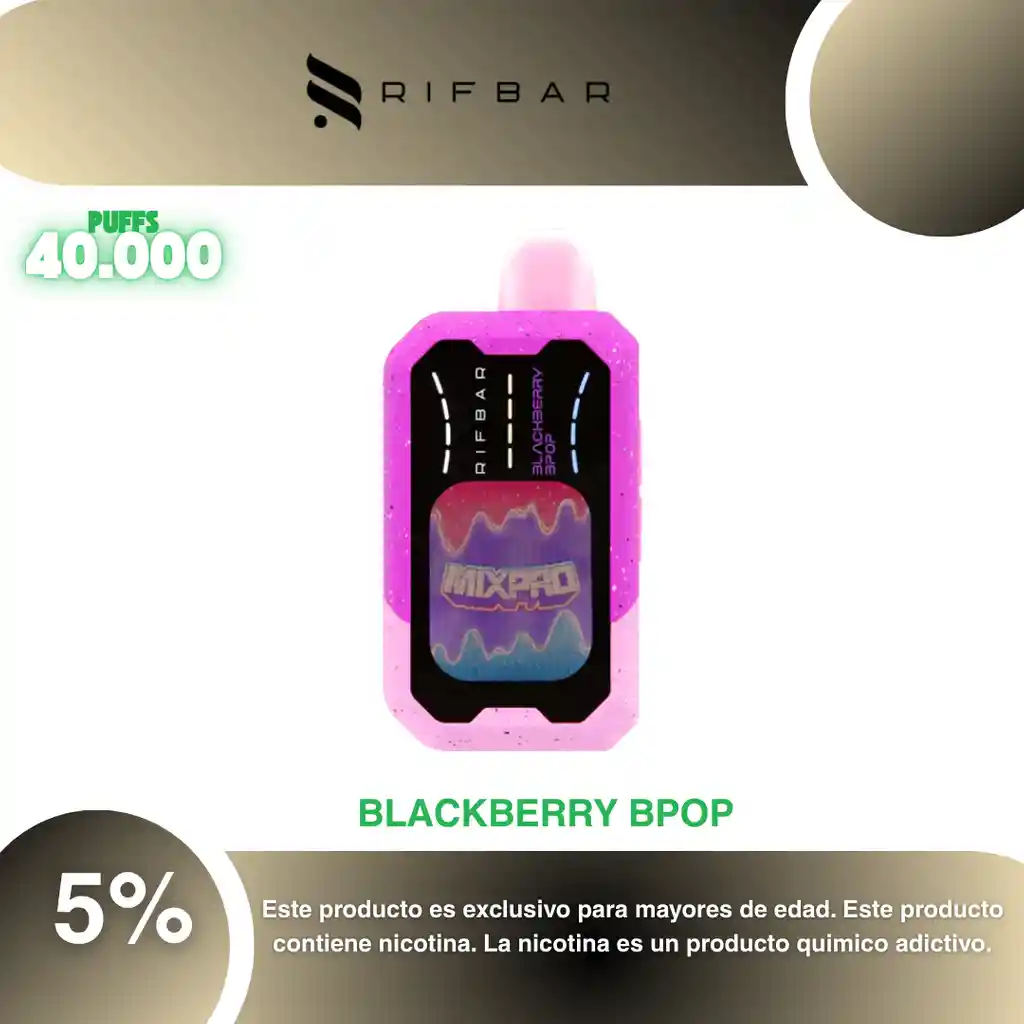 Vape Rifbar Mixpro 40.000 Pufs, Blackberry B Pop 5%