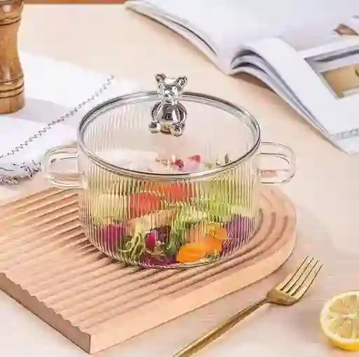 Olla En Vidrio Con Tapa De Osito 1.5 Litros