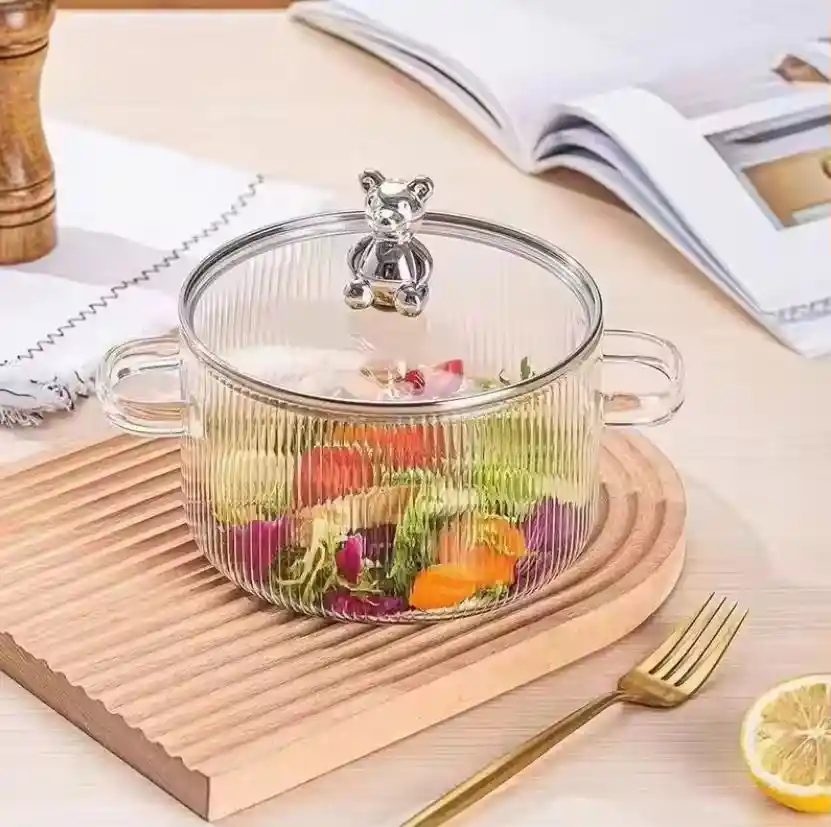 Olla En Vidrio Con Tapa De Osito 1.5 Litros