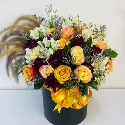 Arreglo En Cilindro Flores Amarillas