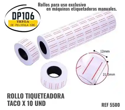 Rollo Para Etiquetadora Manual Taco X 10 Und