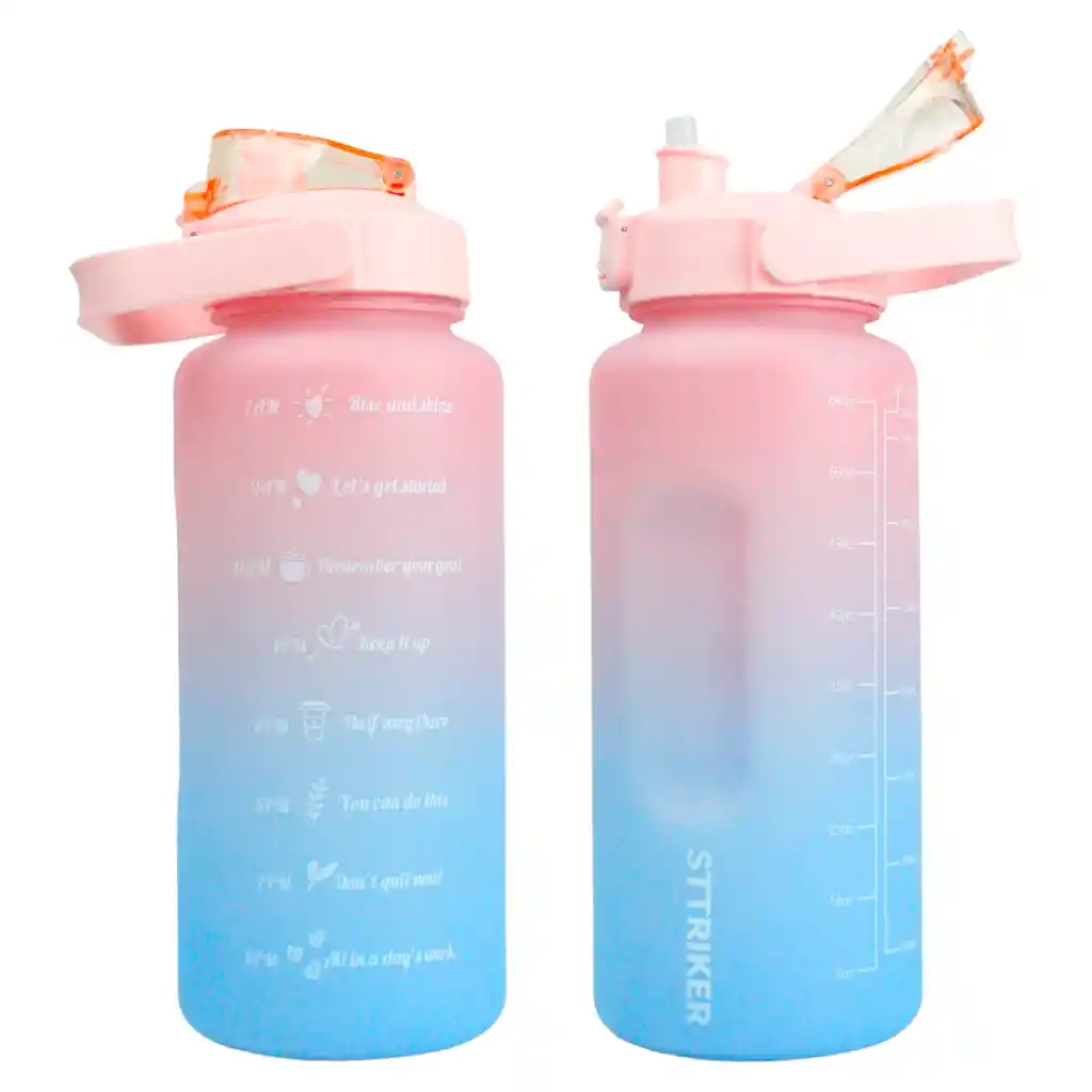 Termo Sttriker 2l Agua Bolso + Funda Maleta Motivacional Rosa