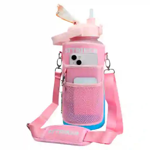 Termo Sttriker 2l Agua Bolso + Funda Maleta Motivacional Rosa