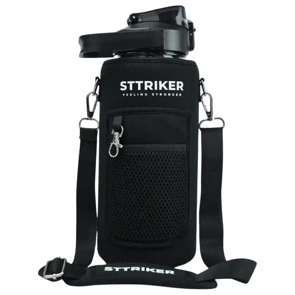 Termo Sttriker 2l Agua Bolso + Funda Maleta Motivacional Negro