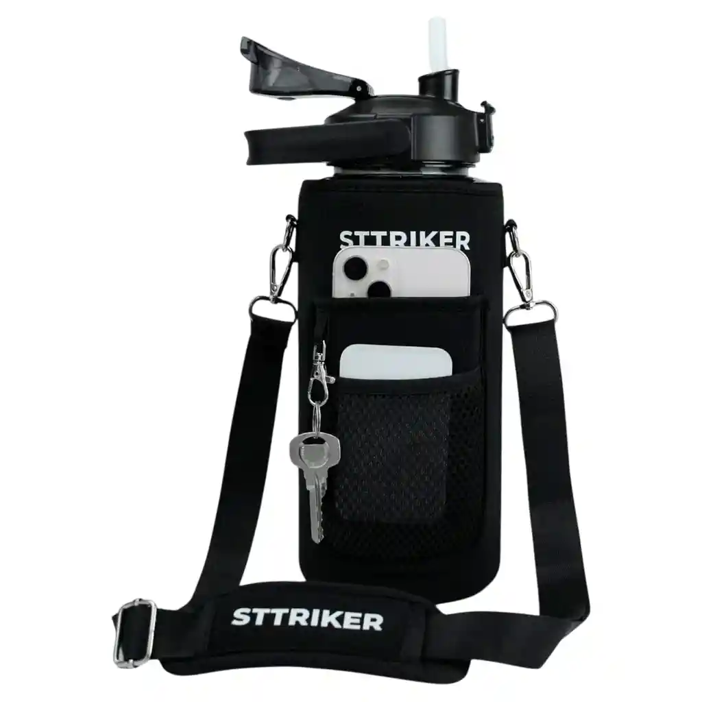 Termo Sttriker 2l Agua Bolso + Funda Maleta Motivacional Negro