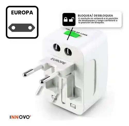 Adaptador Enchufe Universal 2 Puertos Usb Internacional