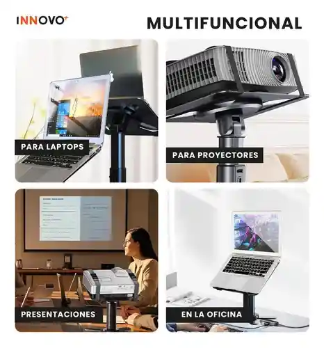 Soporte Base Ajustable Laptop Tablet 360° Aluminio Base Ergonómica Retráctil Altura 43cm Portátil