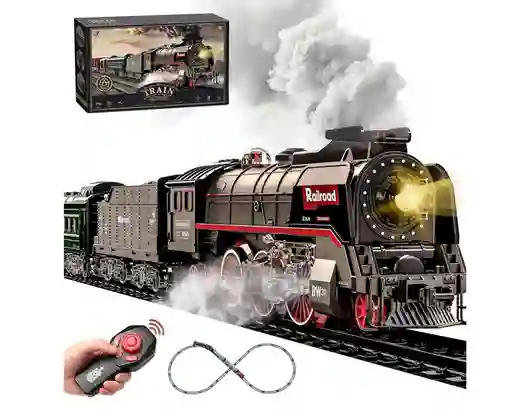 	 Tren De Juguete Con Humo Real 65 Piezas Control