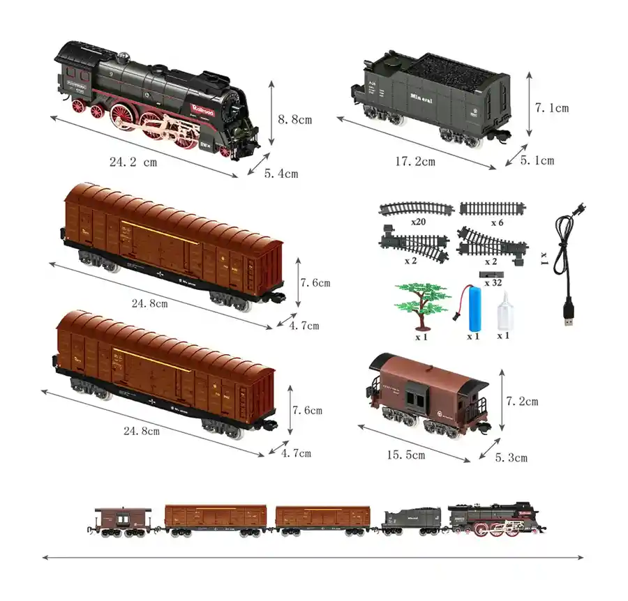 	 Tren De Juguete Con Humo Real 65 Piezas Control