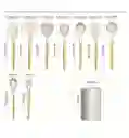 Set De Utensilios En Silicona 10 Piezas Resistente Al Calor Color Blanco