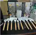 Set De Utensilios En Silicona 10 Piezas Resistente Al Calor Color Blanco