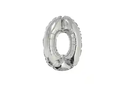 Globo Metalizado Plateado Numero 0 16 Pulgadas