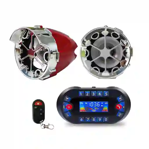 Alarma Y Parlantes Bluetooth Para Moto Mp3 Radio Con Control