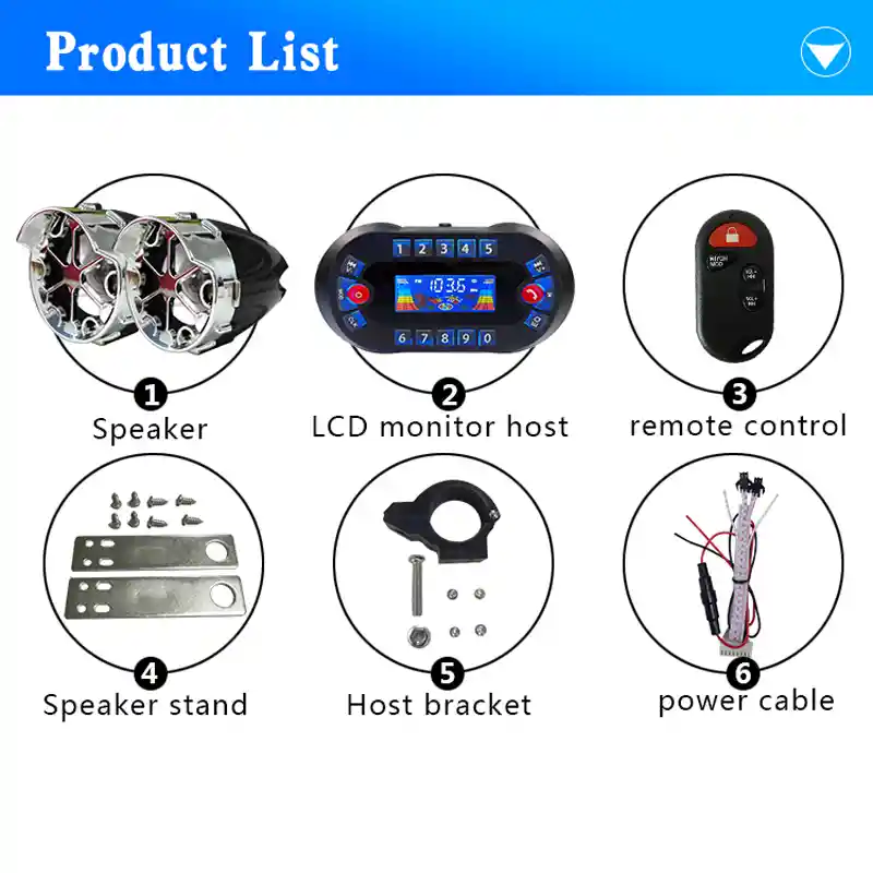 Alarma Y Parlantes Bluetooth Para Moto Mp3 Radio Con Control