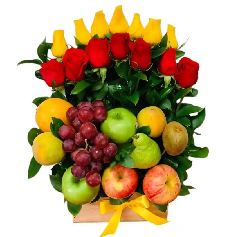 Cascada De Rosas Y Frutas