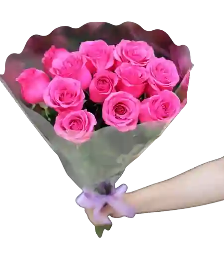 Ramo De 12 Rosas Fucsias