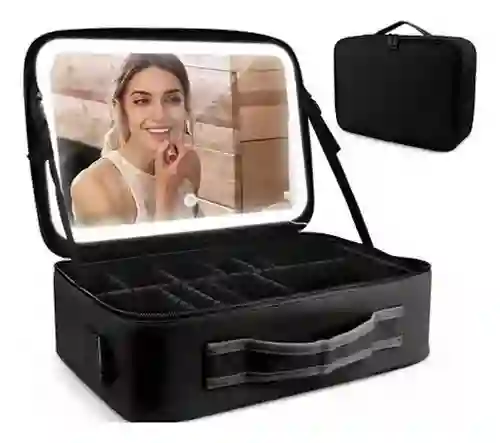 Estuche De Maquillaje Con Espejo Luz Led Cosmetiquera