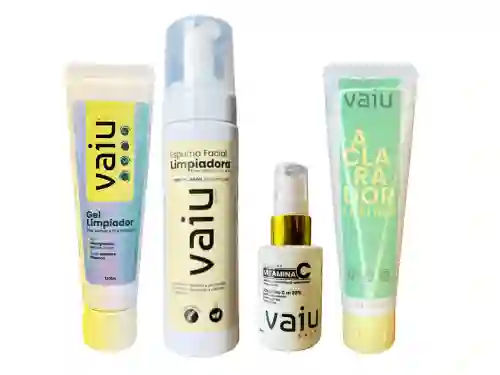 Kit Regeneración De La Piel, Cuerpo Y Rostro / Vaiu Seurm, Gel, Espuma Y Aclarador Corporal