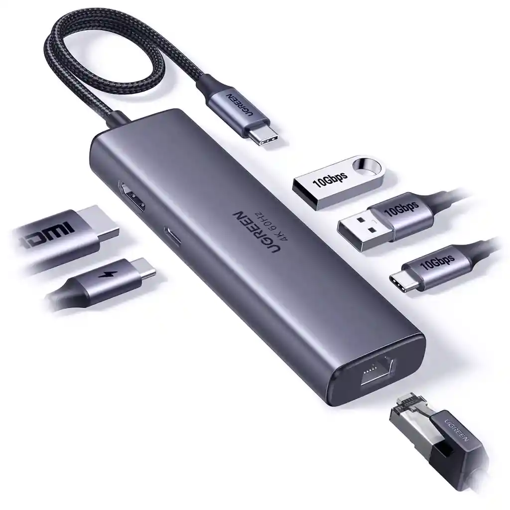 Hub Usb-c A X3 Usb-a, X1 Usb-c, X1 Hdmi 4k 30h, X1 Rj45 Ugreen 15598
