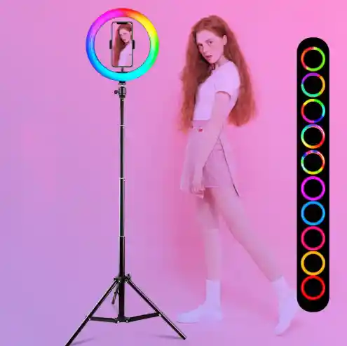 Aro Luz Rgb/luz Led Para Celular / Tripode + Aro De Luz Rgb Para Celular