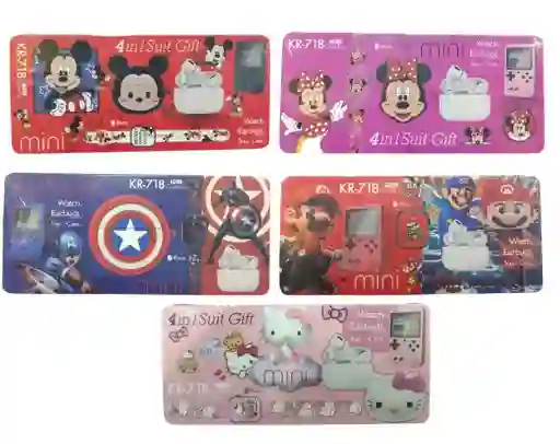 Combo 4 En 1 Reloj + Audifonos Pro 2 + Estuche + Consola Sup Retro