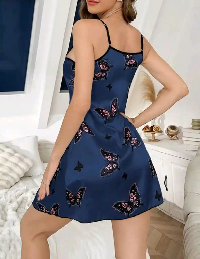 Pijama Vestido Satinado Mariposa Midnight