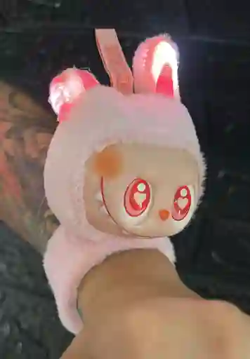 Pulcera Labubu Peluche Rosado Con Luces Y Sonido