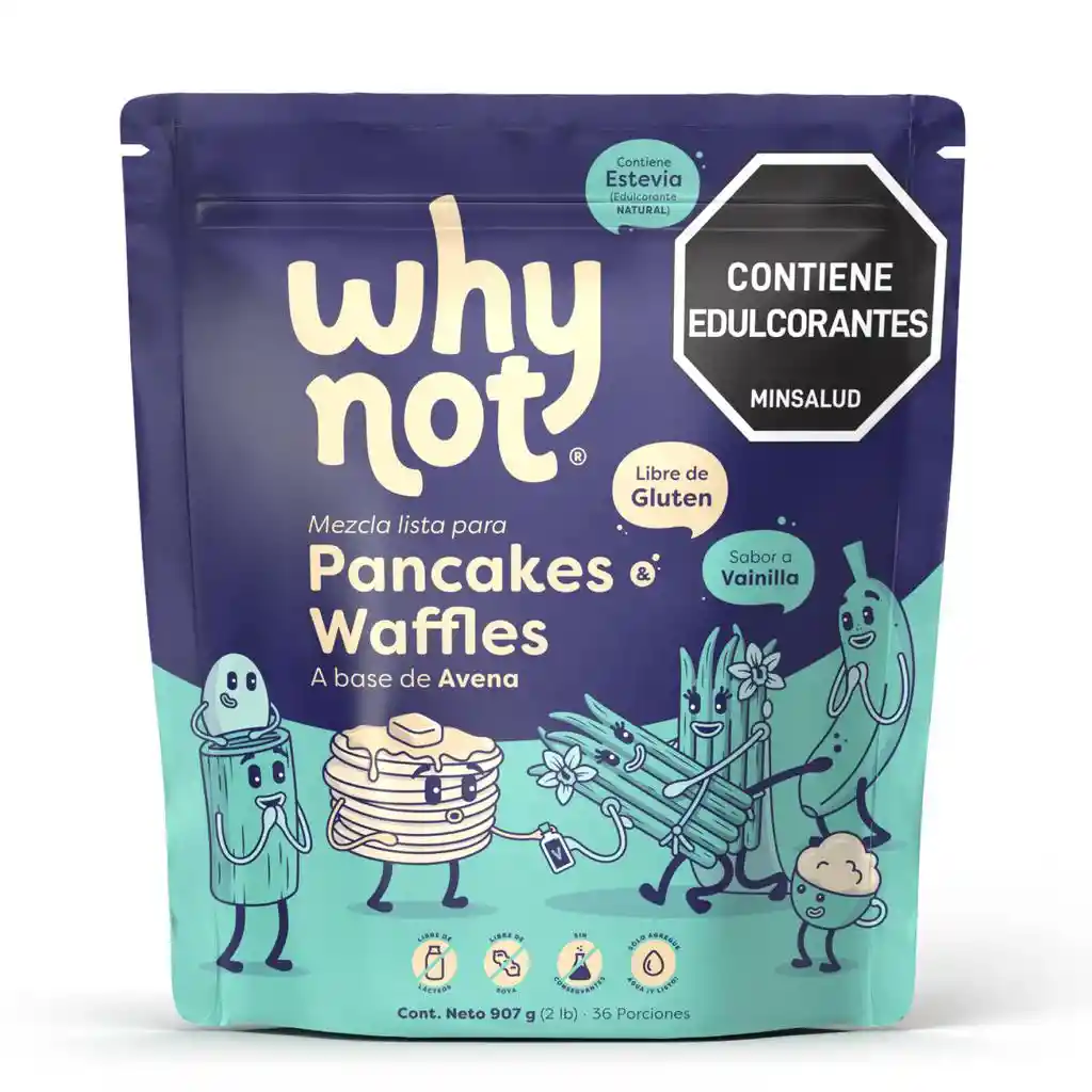 Why Not Mezcla Para Pancakes Y Waffles A Base De Avena Sabor Vainilla 907 G