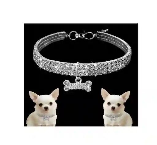 Collar Huesito Imitacion Diamantes Para Perros Y Gatos L Colores Variados - Pa67l