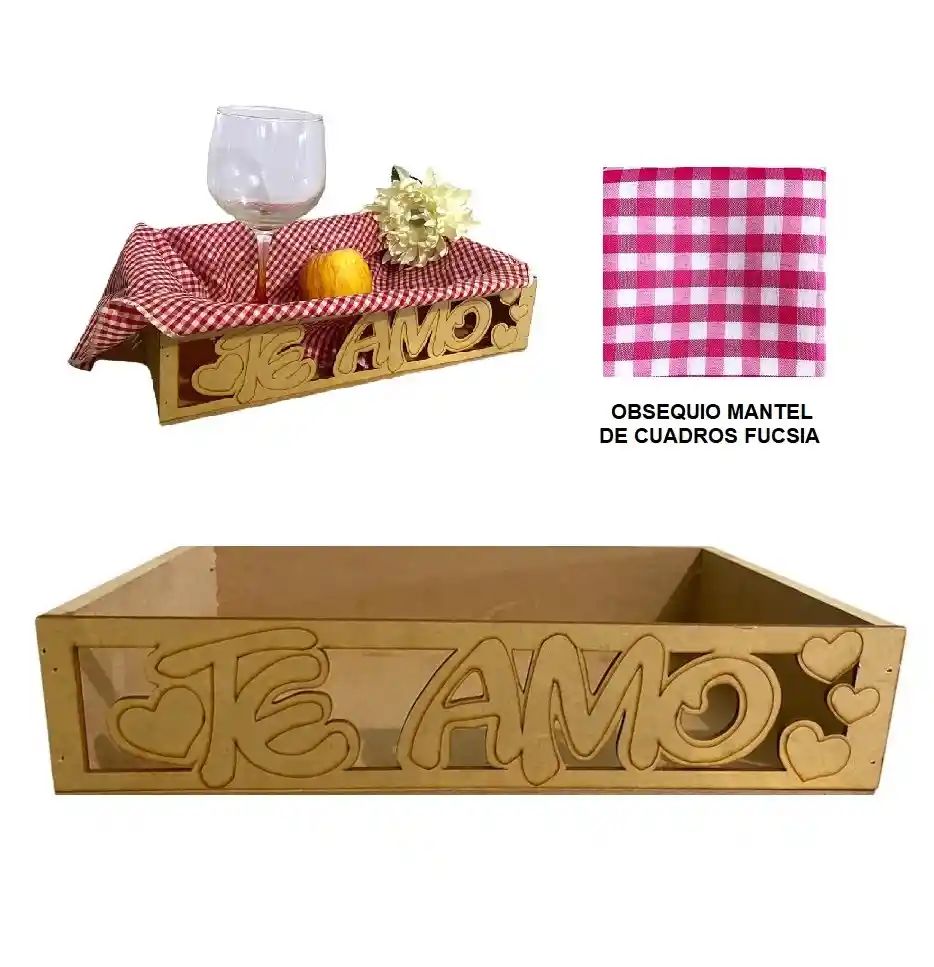 Caja De Regalo Bandeja Mdf Te Amo 33 X 20 X 7.5 Cumpleaños Amor Aniversario Party