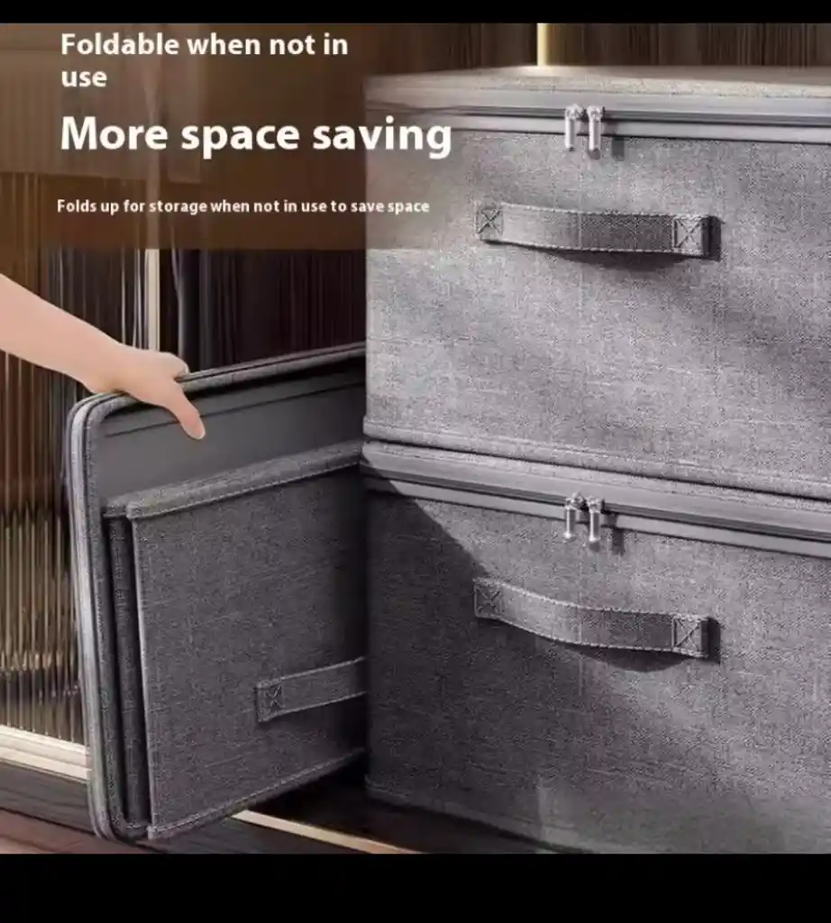 Caja Almacenamiento Ropa Gris Organizacion Hogar 				