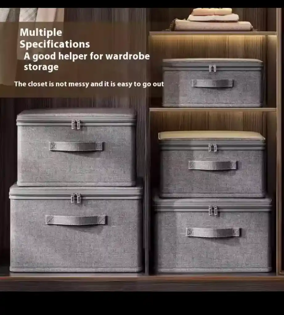 Caja Almacenamiento Ropa Gris Organizacion Hogar 				